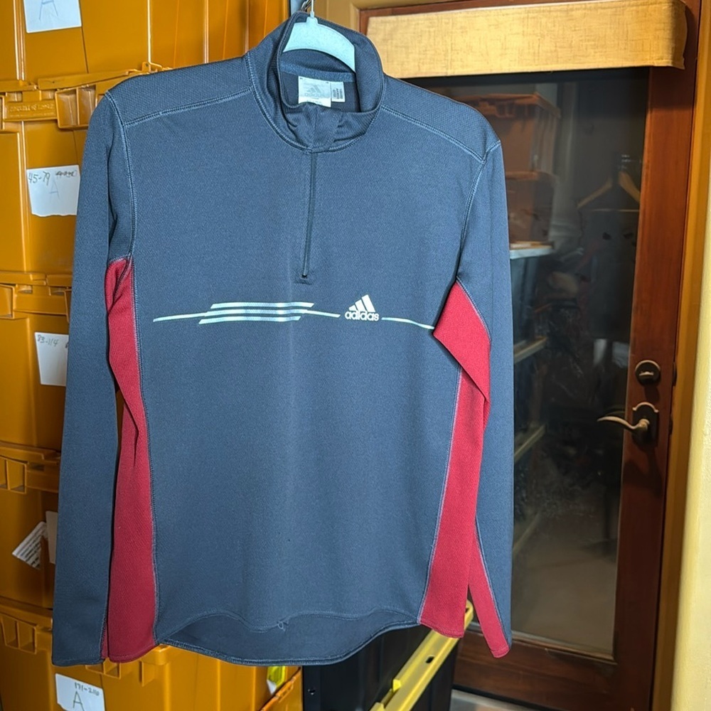 Vintage Adidas Performance Pullover Gray Red Size Medium